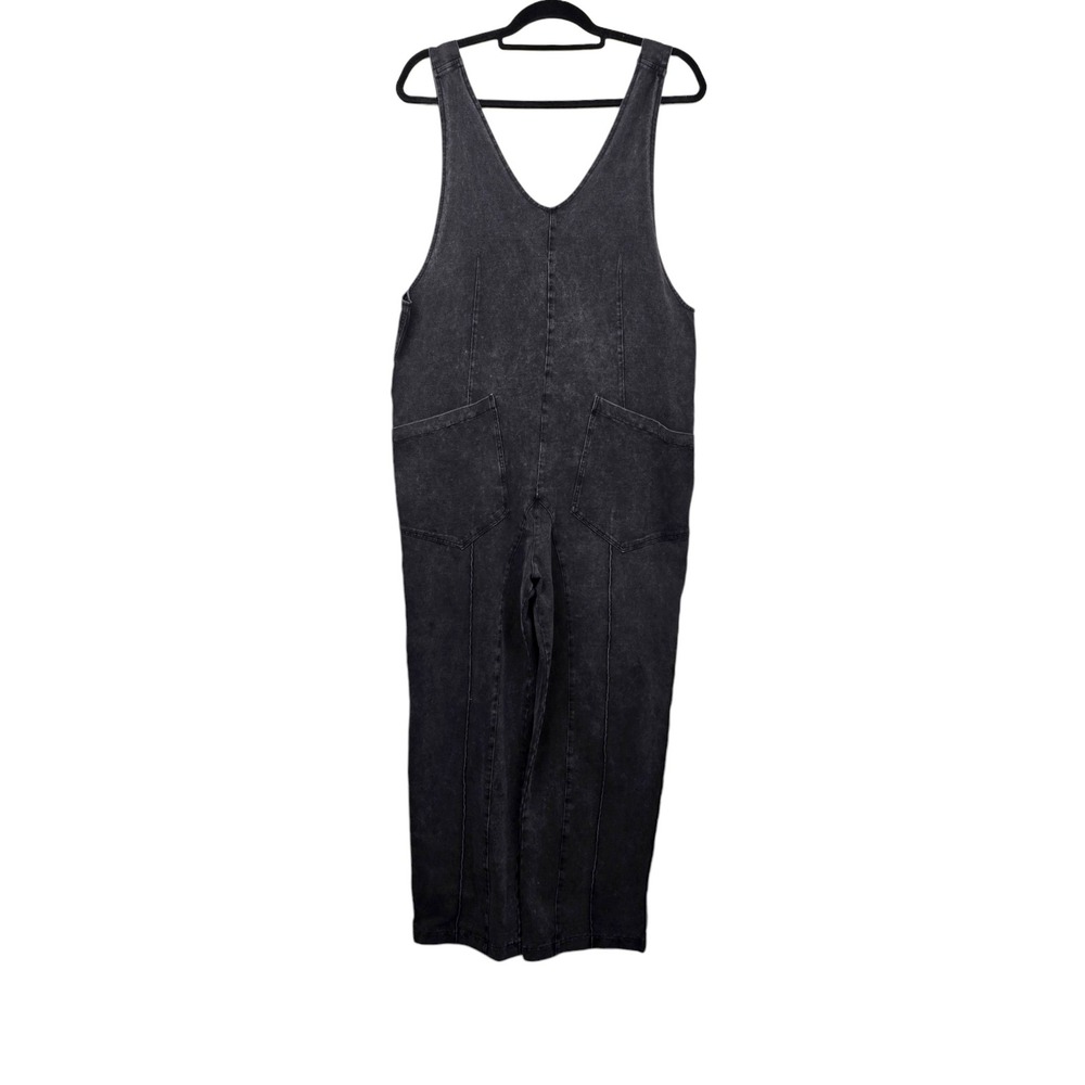 Exlura Womens Acid Wash Black Straight Leg Overalls Size M NWT